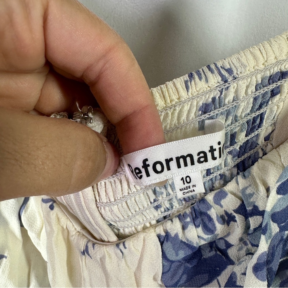 Reformation Blue and White Floral Jayde Dress sz 10 - Picture 7 of 9